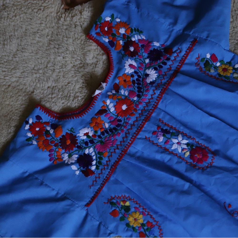 Blue Huipiles traditional Mexican embroidered